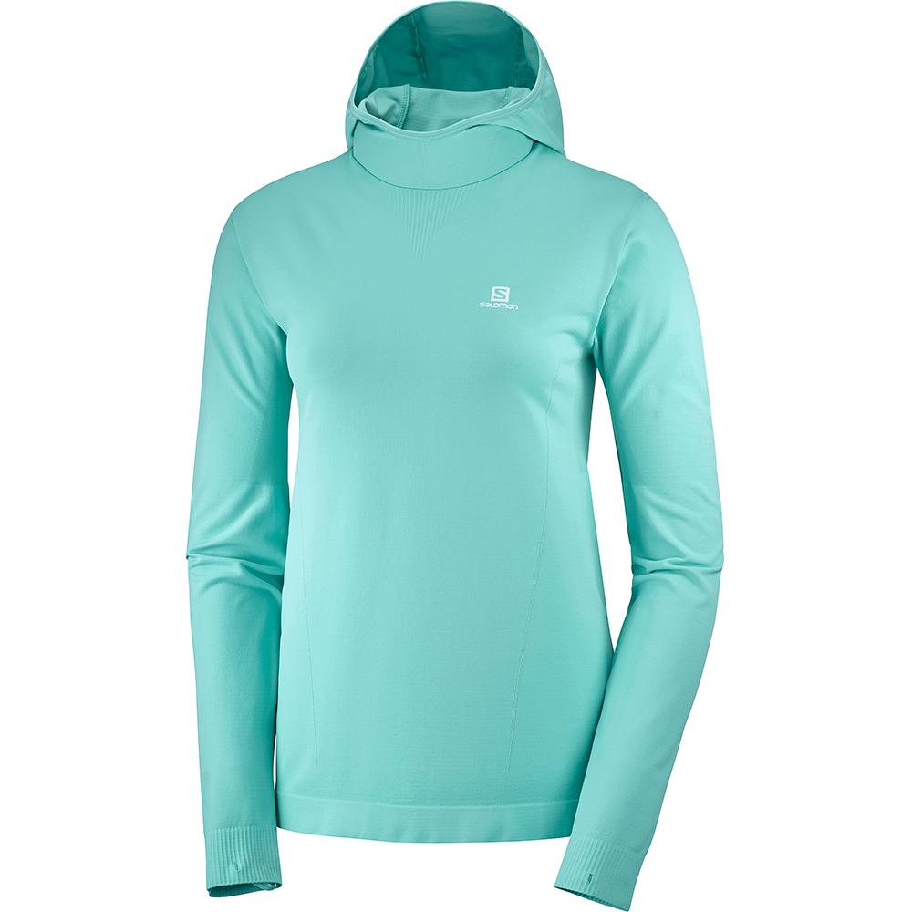 SALOMON AGILE MID HOODIE W SEAMLESS Philippines - Women's Midlayers - Turquoise | 094267-HZL